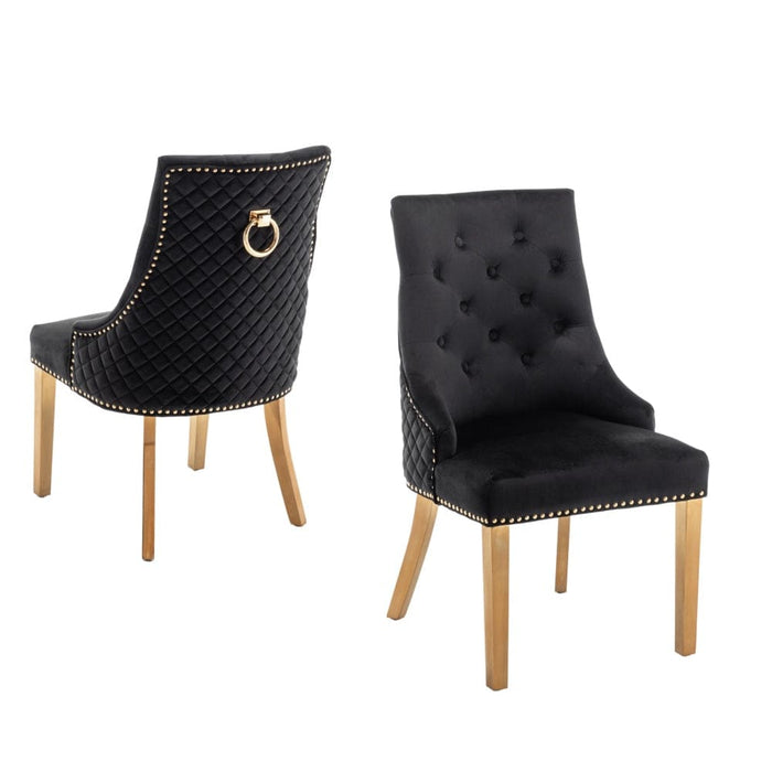 Lot de 2 chaises ANNEAU mattelassée et clo?tée Gold velours - image 1