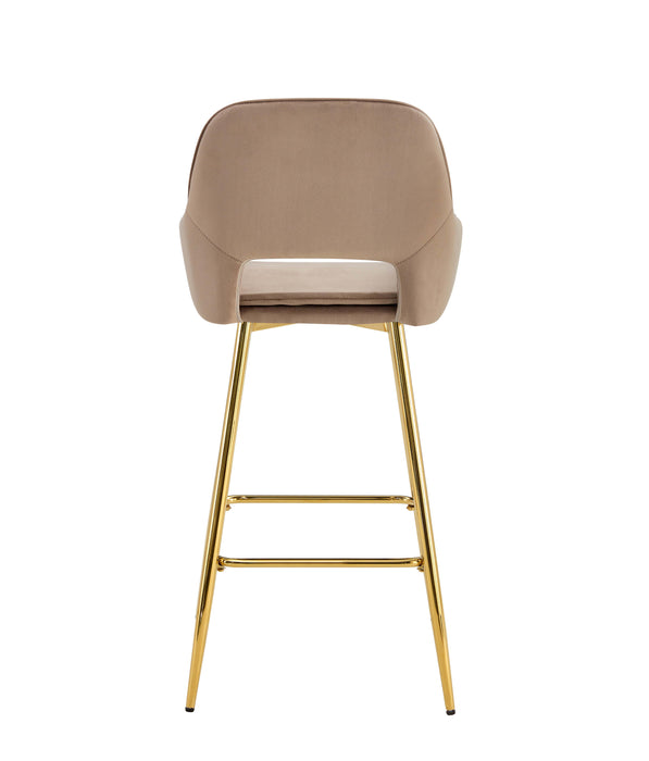 TABOURET DE BAR ATHENA PIED GOLD VELOURS TAUPE - image 2