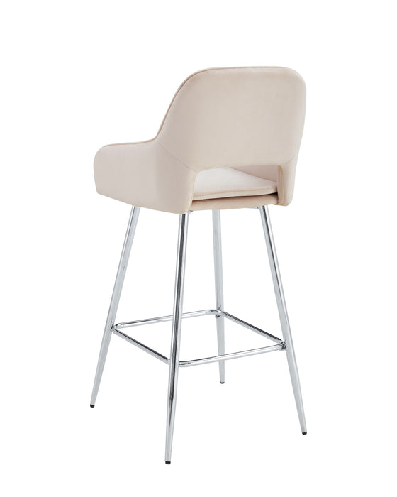 TABOURET DE BAR ATHENA PIED CHROME VELOURS BEIGE - image 3