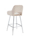 TABOURET DE BAR ATHENA PIED CHROME VELOURS BEIGE - image 3