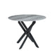 Table a manger ronde JESSICA Métal noir 100 cm 4 couverts marbré gris