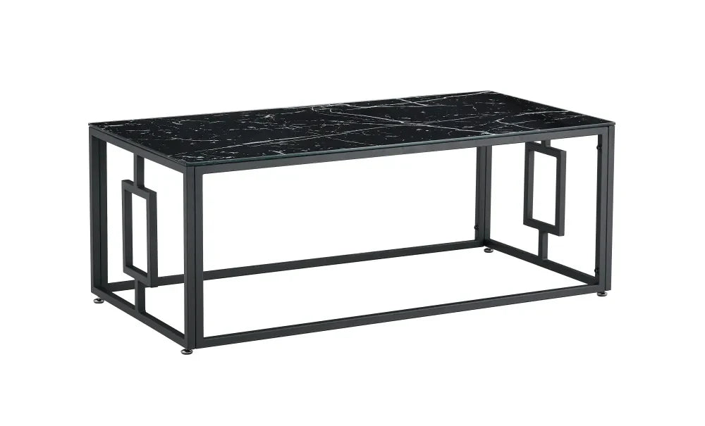 Table basse SOPHIE  pieds en métal noir 120 cm marbré noir