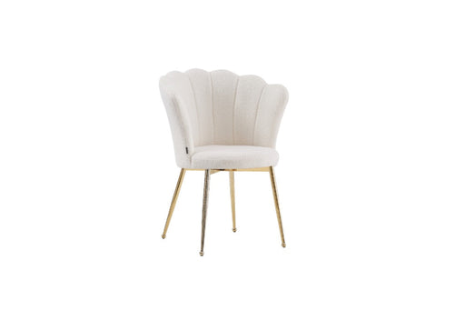 Chaise NYMPHEA pieds Gold assise Velours blanc doudou