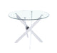 Table a manger ronde JESSICA chrome 100 cm 4 couverts transparent