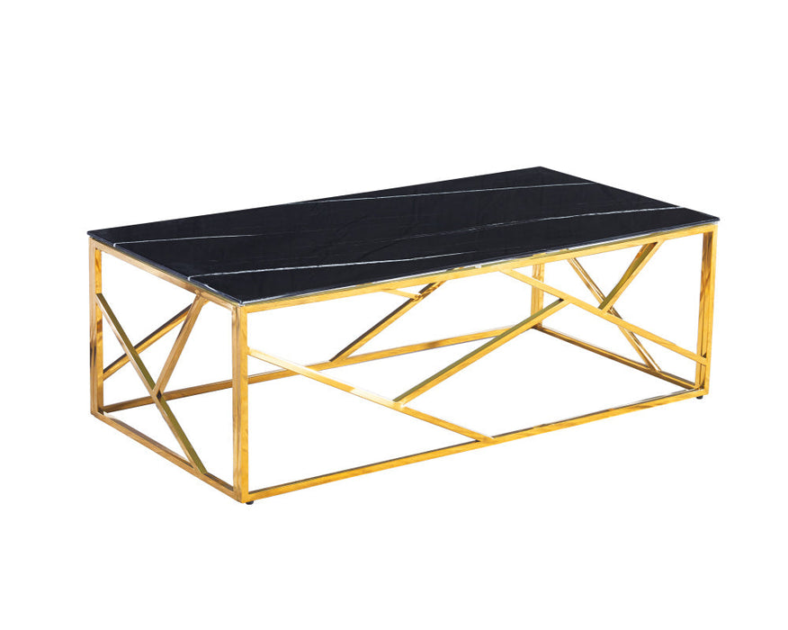 Table Basse GEOMAG Gold 120x60x45 cm marbré noir