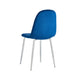 Chaise  SCANDINAVE en velours pieds chrome bleu