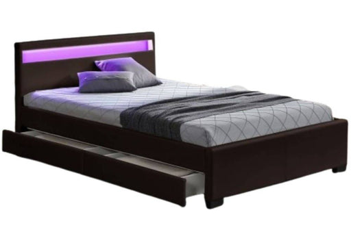 Lit adulte 160x200 cm TIROIRS et LED sommier inclus noir