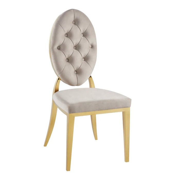 Chaise MEDAILLON capitonnées  Gold et velours moka