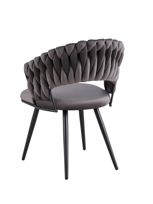 CHAISE CAROLINA PIEDS METAL NOIR VELOURS ANTHRACITE - image 3