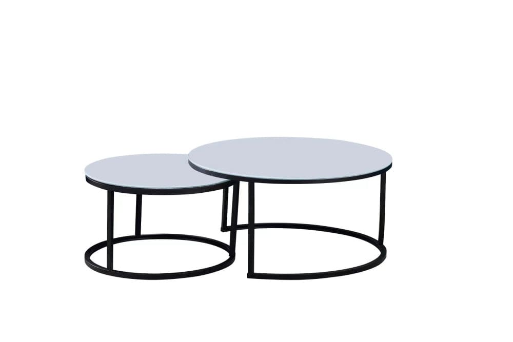 Lot de 2 tables Basses Gigogne ARTO métal noir et plateau en verre - image 1