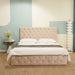 LIT COFFRE VICTORIA CAPITONNE AVEC DIAMANT VELOURS BEIGE 140X190 CM - image 3