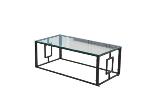 Table basse SOPHIE  pieds en métal noir 120 cm transparent