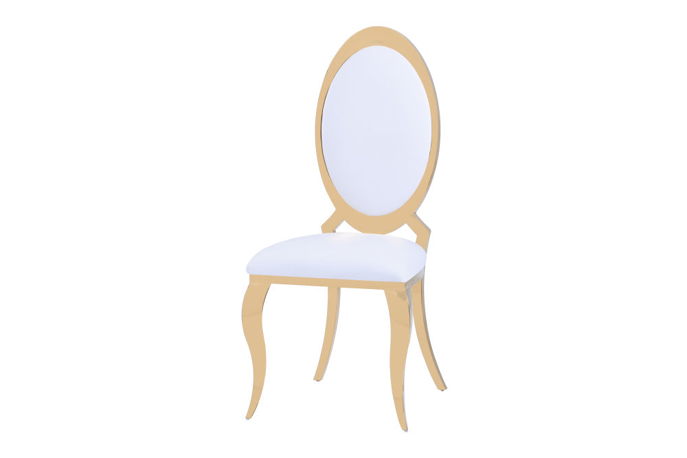 Chaise ANGEL baroque Gold simili cuir blanc