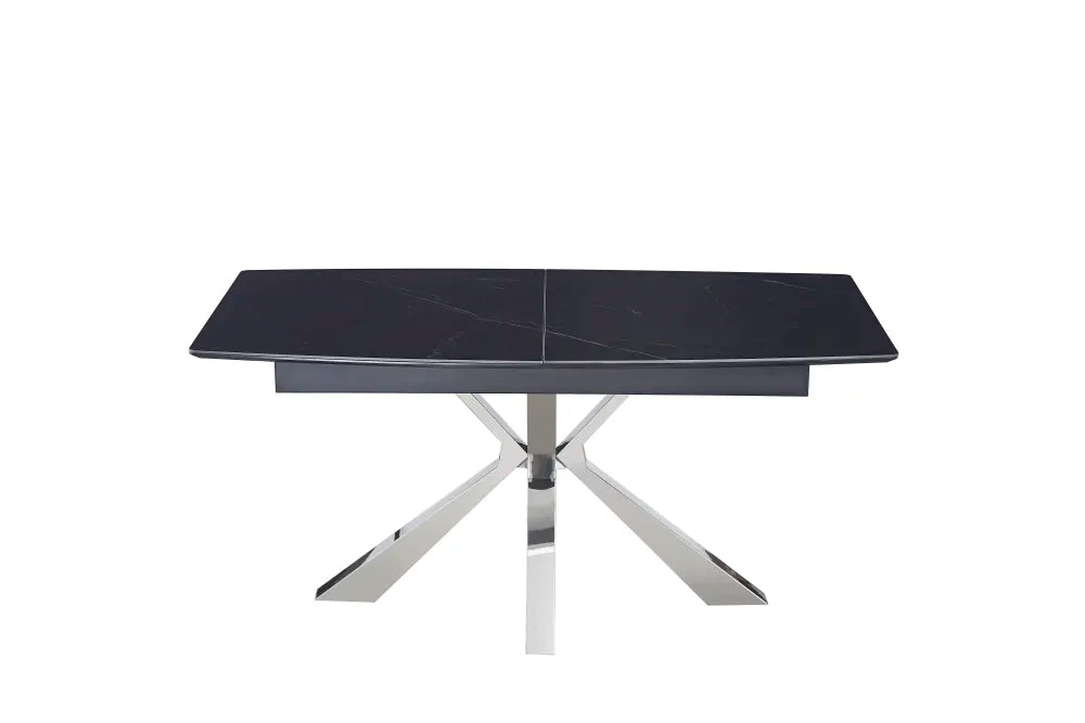 Table extensible BIANCA Chrome plateau Céramique marbré noir