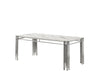 Table à manger XXL FLUTE Chrome Plateau en verre Marbré 180 cm marbré blanc