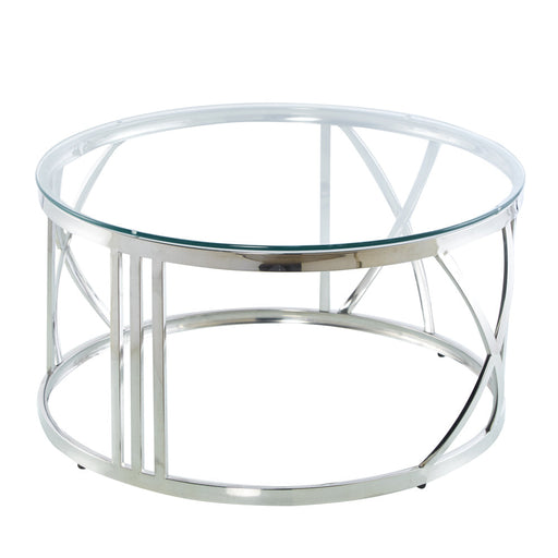 Table Basse ATMOS Chrome et plateau en verre transparent