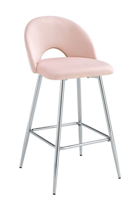 TABOURET DE BAR TEDDY PIED CHROME VELOURS ROSE - image 1