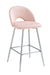 TABOURET DE BAR TEDDY PIED CHROME VELOURS ROSE - image 1