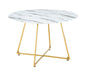 Table à manger ronde 4 personnes HELOISE Gold verre blanc D120 cm marbré blanc