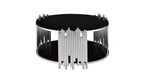 Table Basse ronde STICK Chrome et plateau en verre D90 H45 cm marbré noir