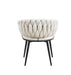CHAISE AVEC ACCOUDOIR TRESSEE PIED METAL NOIR VELOURS ECRU - image 3