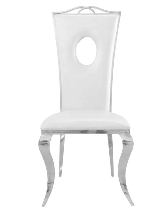 Chaise baroque ROYAL Chrome Simili blanc