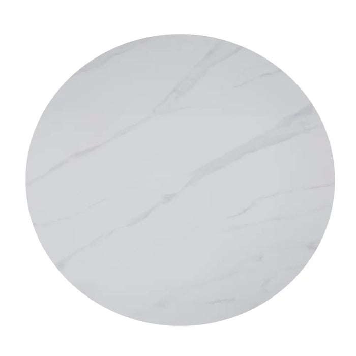 TABLE REPAS ANAÏS PIEDS BEIGE PLATEAU CERAMIQUE MARBRE BLANC 120CM - image 3