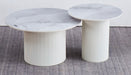 TABLE BASSE GIGOGNE POLPO PIED BEIGE PLATEAU CERAMIQUE MARBRE GRIS 70X70X38 + 50X50X45CM - image 2