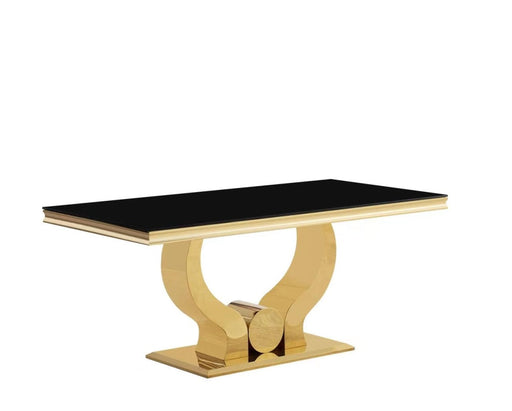 Table à manger TROFY 4 à 6 personnes Gold verre 150x90 cm noir