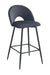 TABOURET DE BAR TEDDY PIED METAL NOIR VELOURS ANTHRACITE - image 1