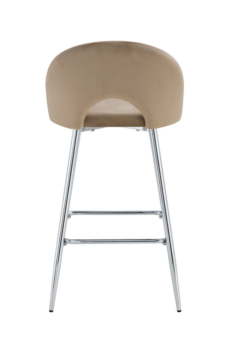 TABOURET DE BAR TEDDY PIED CHROME VELOURS TAUPE - image 2