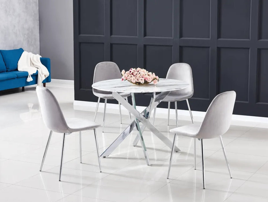 Table a manger ronde JESSICA chrome XXL 120 cm 4 couverts - image 4