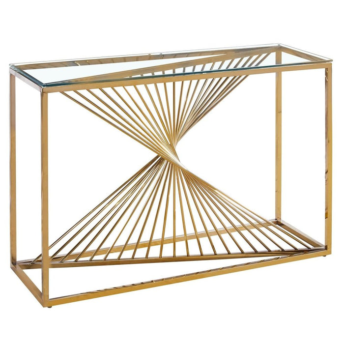 Console luxury BRITTANY gold en verre Transparent 120x40x78 cm