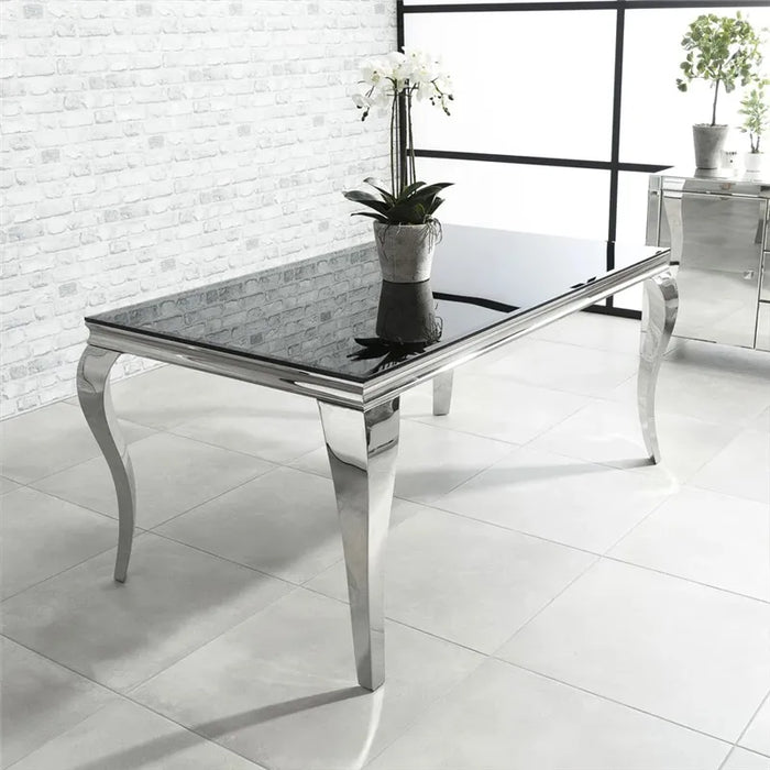 Table à manger BAROQUE chrome noir 150x90x75 cm