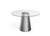 Table ronde DISCO miroir gris plateau transparent