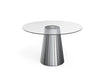 Table ronde DISCO miroir gris plateau transparent
