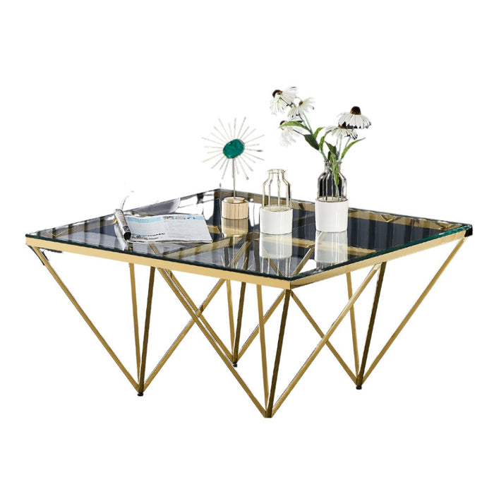 Table Basse carré GIZE verre 80x80 cm gold