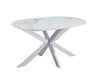 TABLE REPAS MANON PIED CHROME PLATEAU CERAMIQUE MARBRE BLANC 150x90cm - image 2