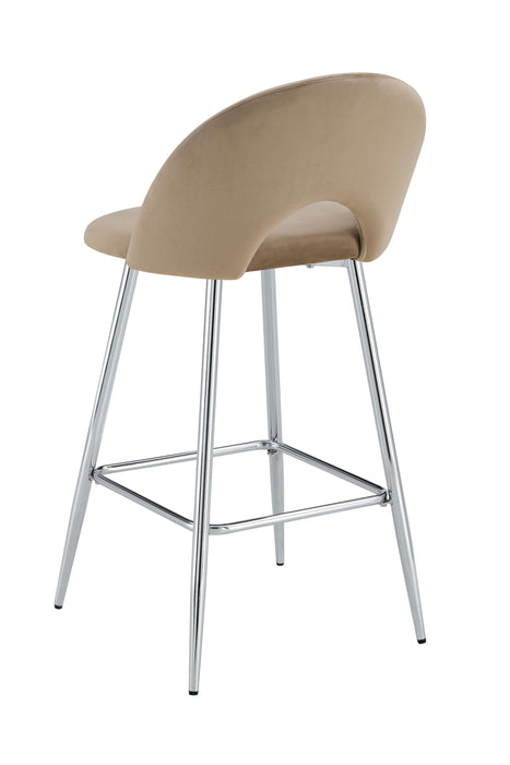 TABOURET DE BAR TEDDY PIED CHROME VELOURS TAUPE - image 3