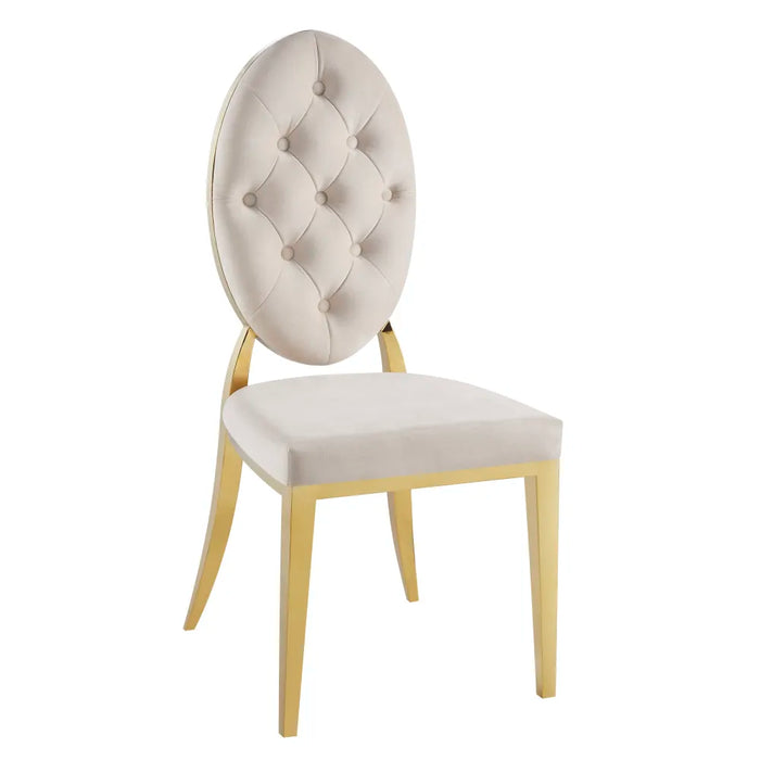 Chaise MEDAILLON capitonnées  Gold et velours beige