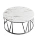 Table Basse ATMOS Chrome et plateau en verre marbré blanc