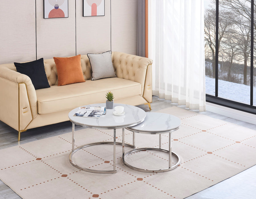 TABLE BASSE GIGOGNE CHROME CERAMIQUE 80x45cm+60x38cm - image 4