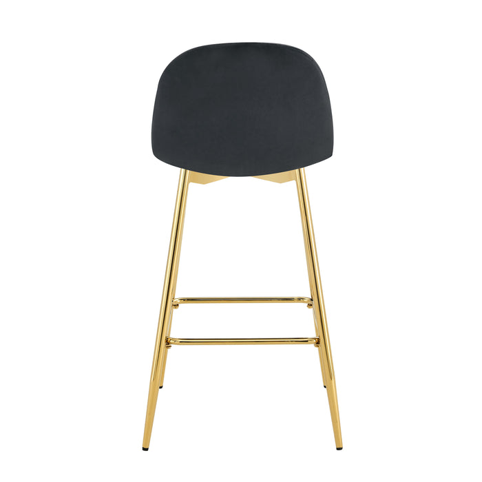TABOURET DE BAR SCANDINAVE PIED GOLD VELOURS NOIR - image 2