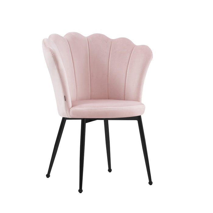 Chaise NYMPHEA pieds métal noir assise Velours rose