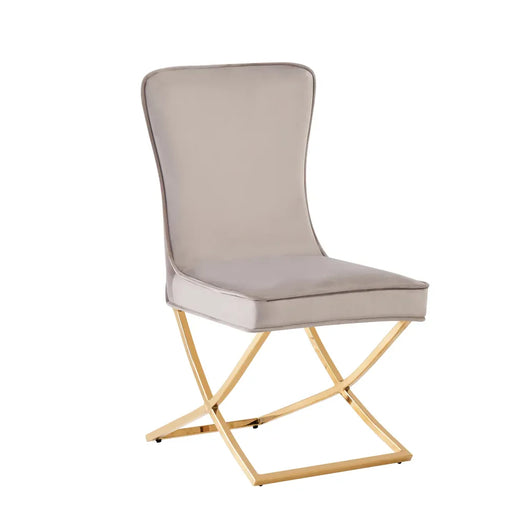 Chaise GABRIELLE Gold Velours Capitonné taupe