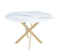 Table a manger ronde JESSICA XXL Gold 120 cm 4 couverts marbré blanc