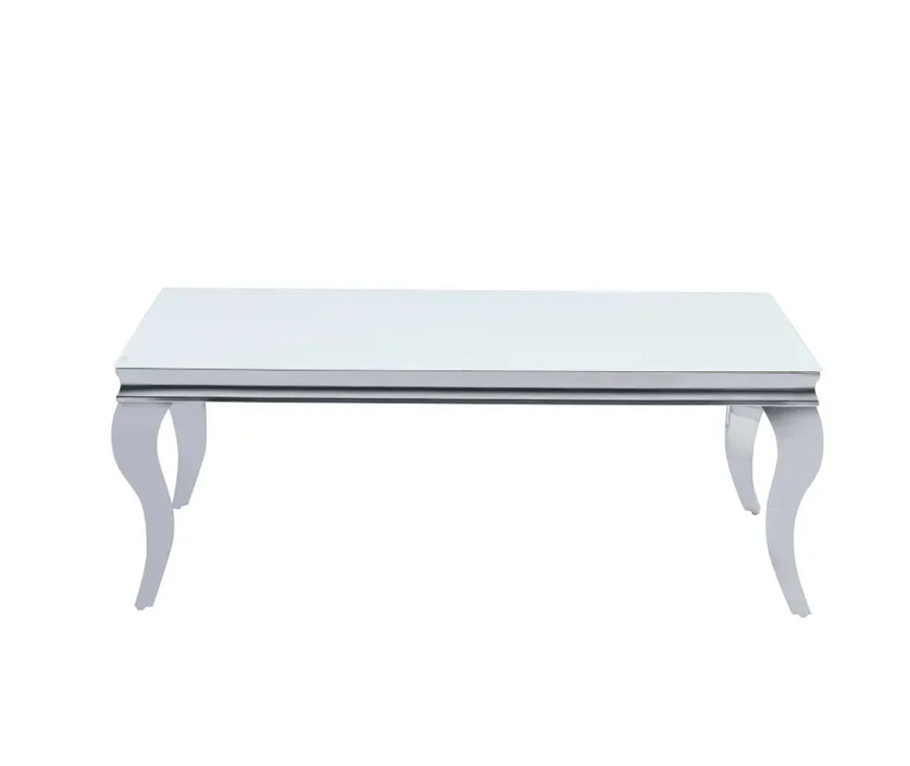 Table basse BAROQUE Chrome  120x60x45 cm blanc