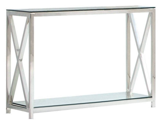 Table console KENSY chrome en verre 120x40x78 cm 