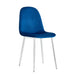 Chaise  SCANDINAVE en velours pieds chrome bleu