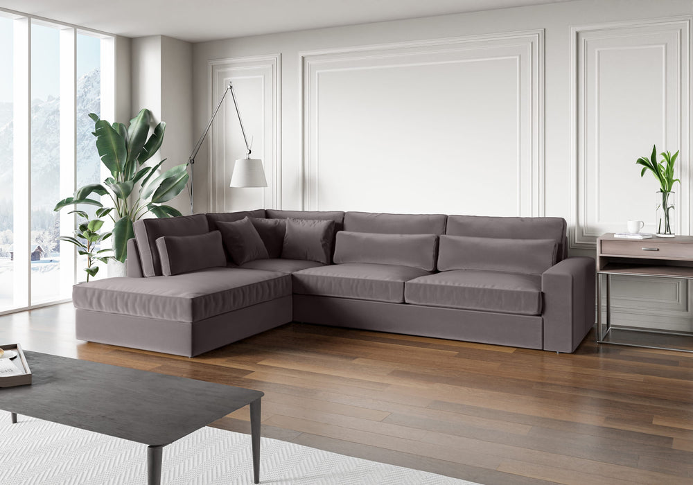CANAPE LE BRISTOLA ANGLE GAUCHE VELOURS GRIS 315X230cm - image 1
